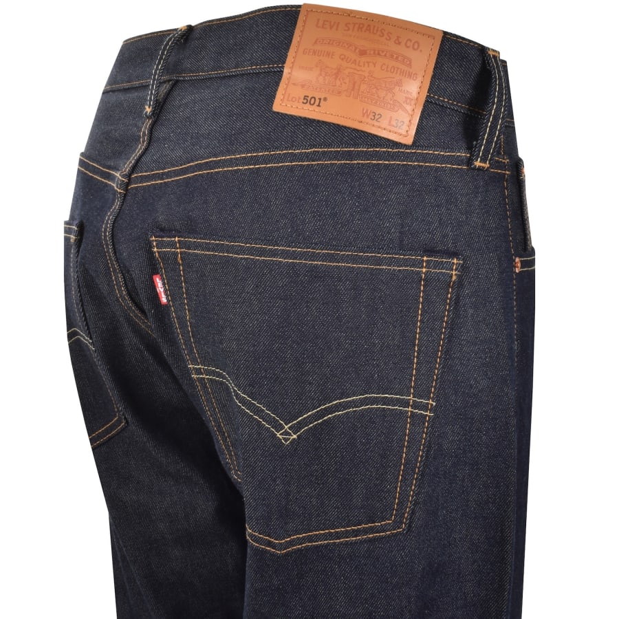 Image number 4 for Levis 501 Original Selvedge Denim Jeans Blue