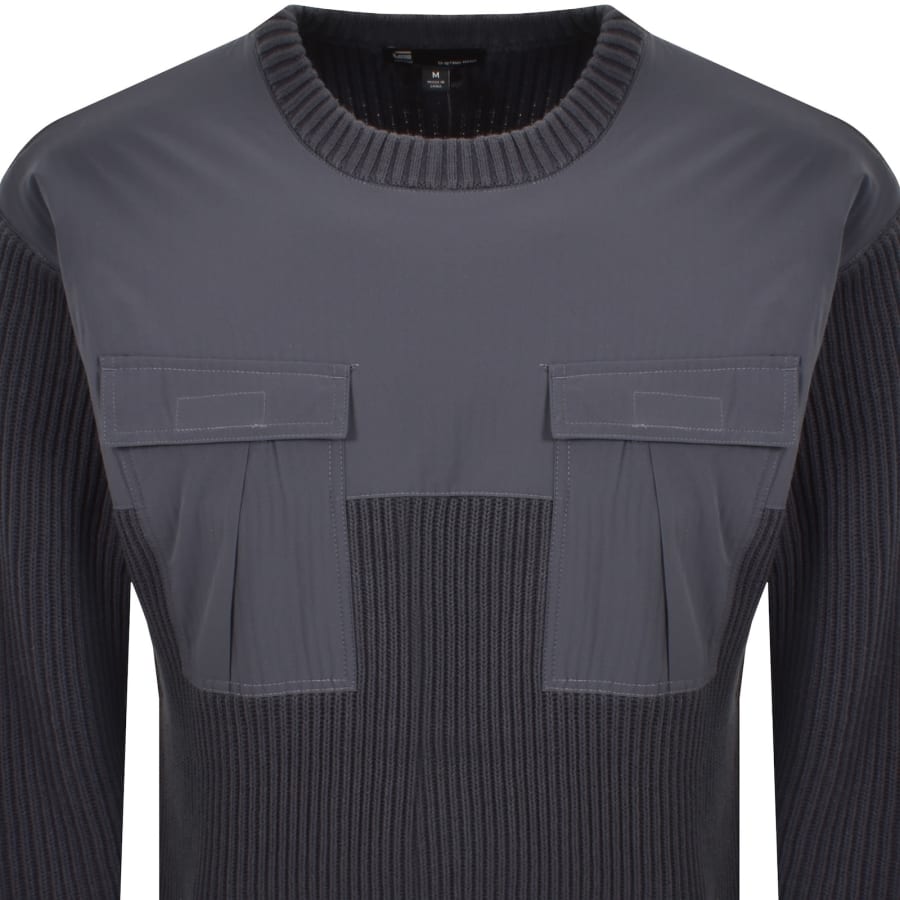 Image number 2 for G-Star Woven Mix Knit Jumper Blue