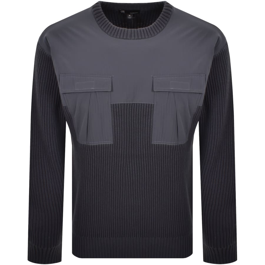 Image number 1 for G-Star Woven Mix Knit Jumper Blue