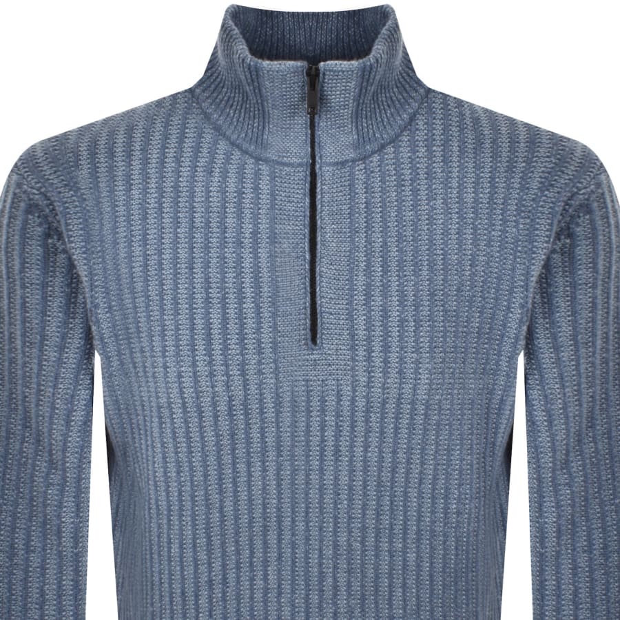 Image number 2 for BOSS Winter Quarter Zip Wool Jumper Blue