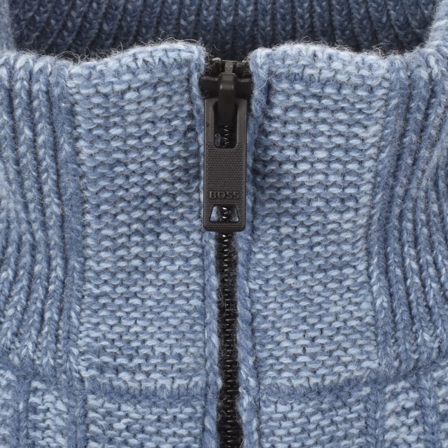 Image number 3 for BOSS Winter Quarter Zip Wool Jumper Blue
