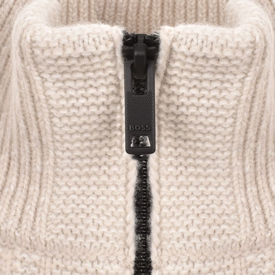 Image number 3 for BOSS Winter Quarter Zip Wool Jumper Beige