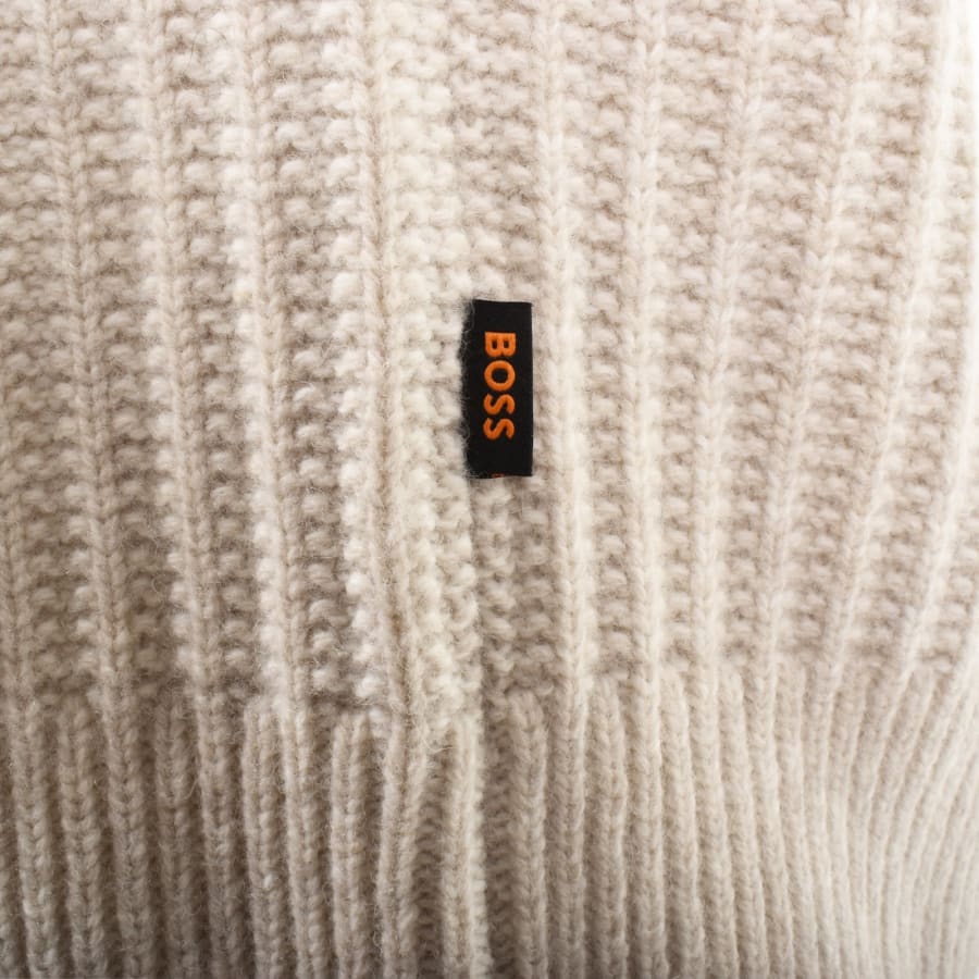 Image number 4 for BOSS Winter Quarter Zip Wool Jumper Beige