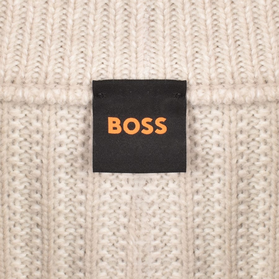 Image number 5 for BOSS Winter Quarter Zip Wool Jumper Beige
