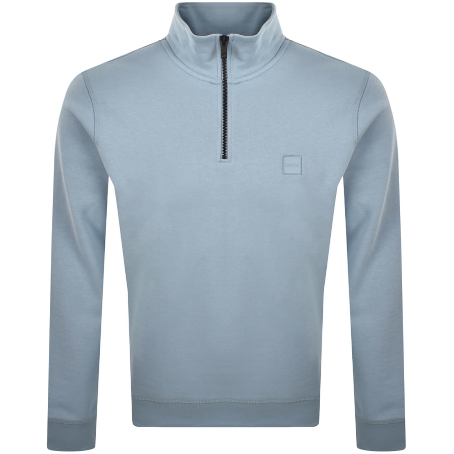 Image number 1 for BOSS Zetrust Quarter Zip Sweatshirt Blue