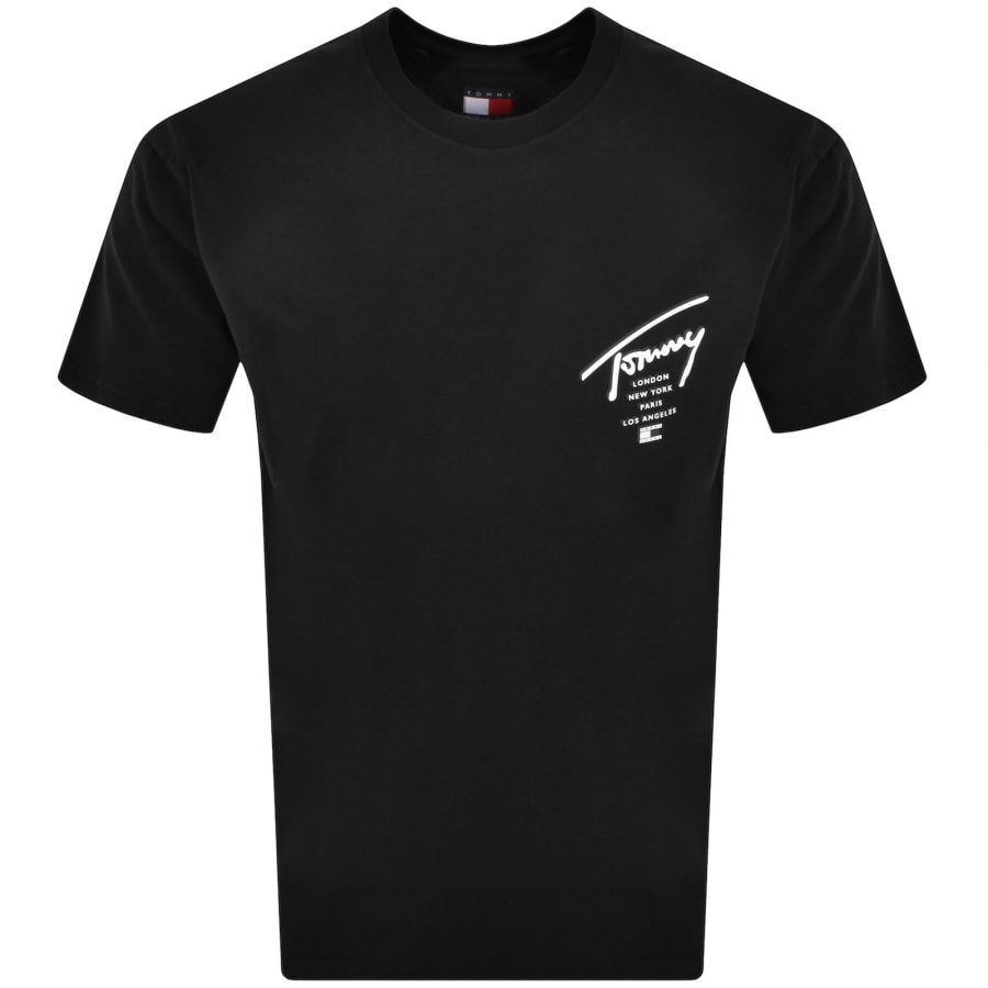 Image number 2 for Tommy Jeans Sign City T Shirt Black