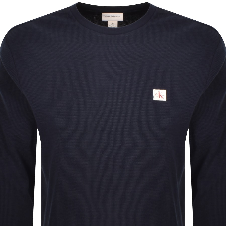 Image number 2 for Calvin Klein Jeans Waffle T Shirt Navy