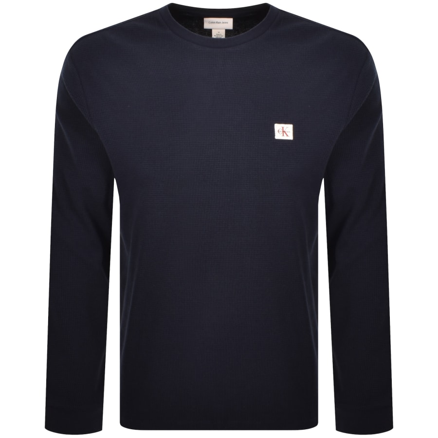 Image number 1 for Calvin Klein Jeans Waffle T Shirt Navy