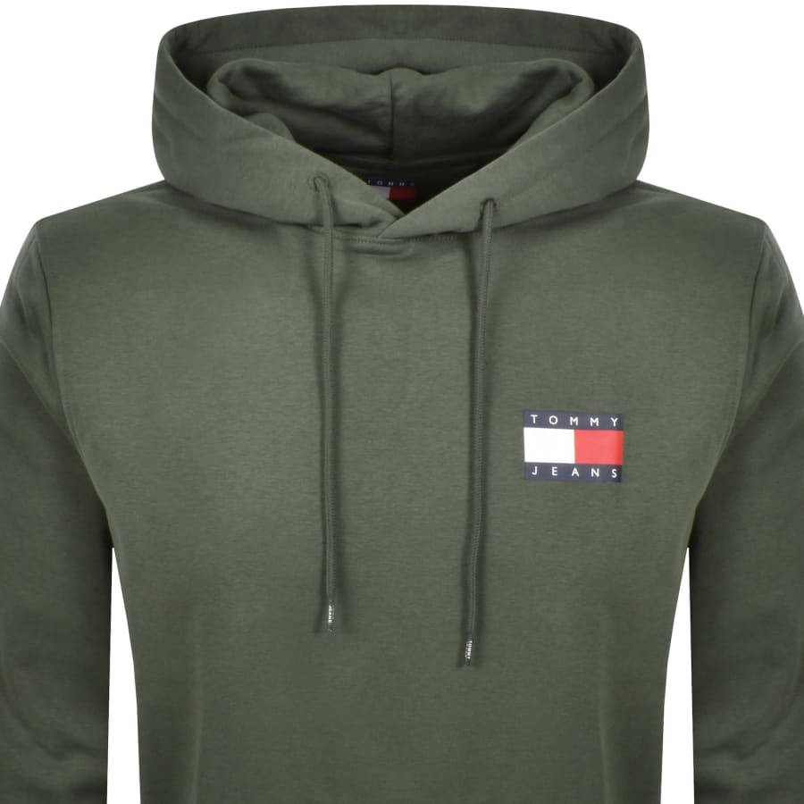 Image number 2 for Tommy Jeans Essential Flag Logo Hoodie Green