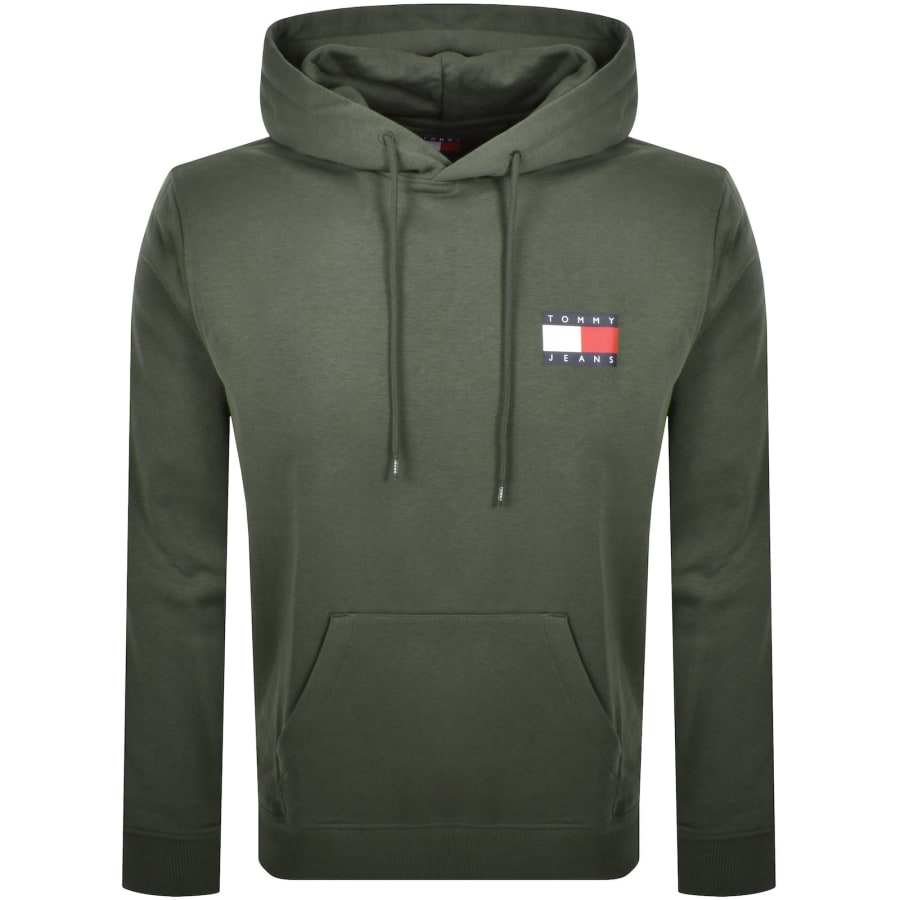 Image number 1 for Tommy Jeans Essential Flag Logo Hoodie Green