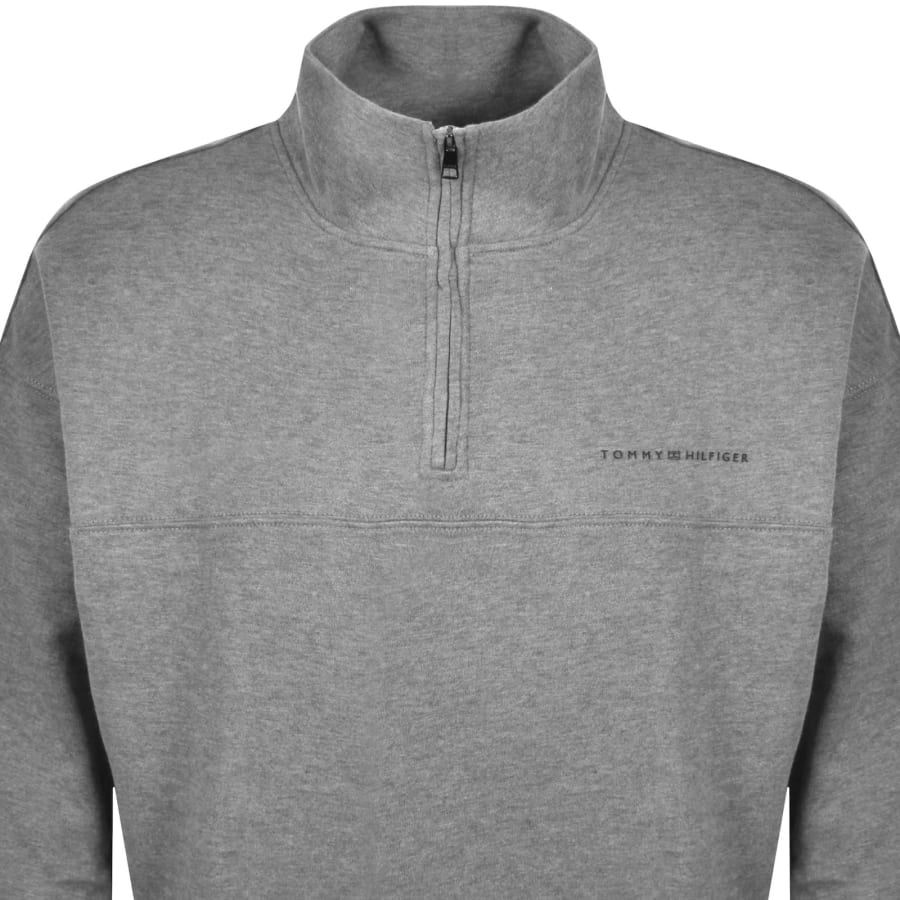 Image number 2 for Tommy Hilfiger Lounge Half Zip Sweatshirt Grey