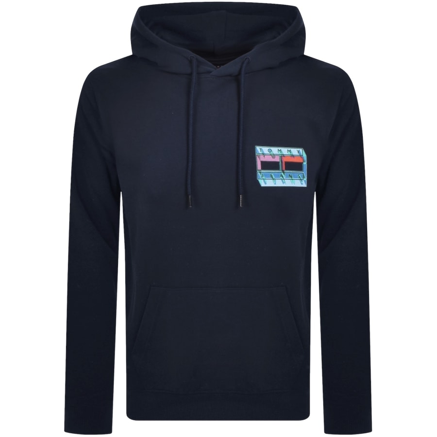 Image number 2 for Tommy Jeans Essential Flag Logo Hoodie Navy