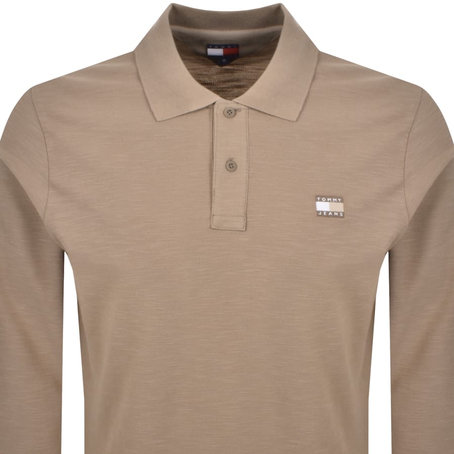 Image number 2 for Tommy Jeans Badge Polo T Shirt Beige