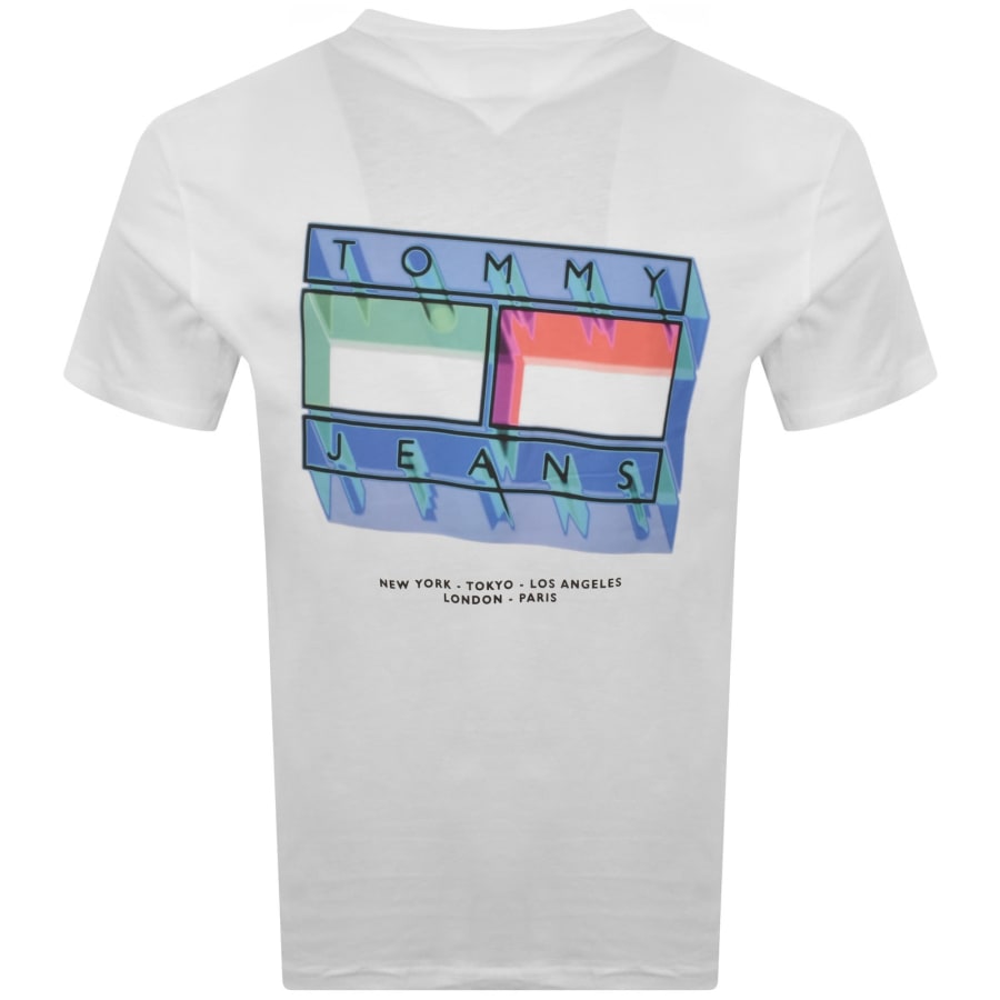 Image number 5 for Tommy Jeans DNA Flag Graphic T Shirt Ecru