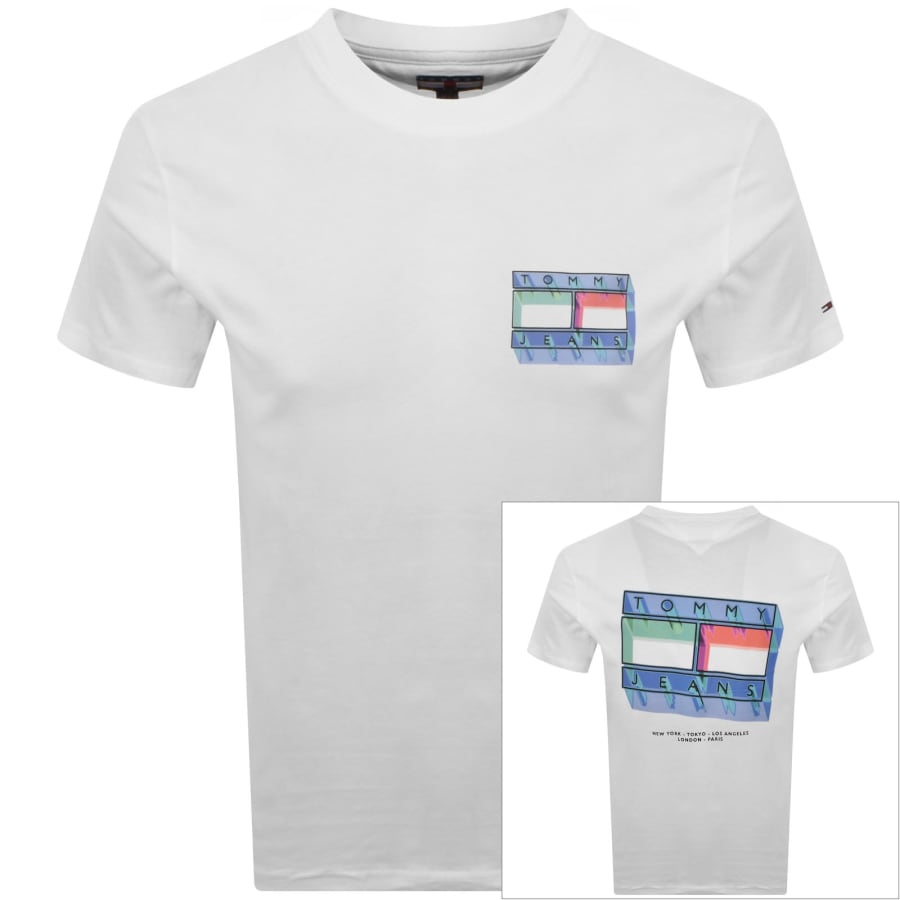 Image number 1 for Tommy Jeans DNA Flag Graphic T Shirt Ecru
