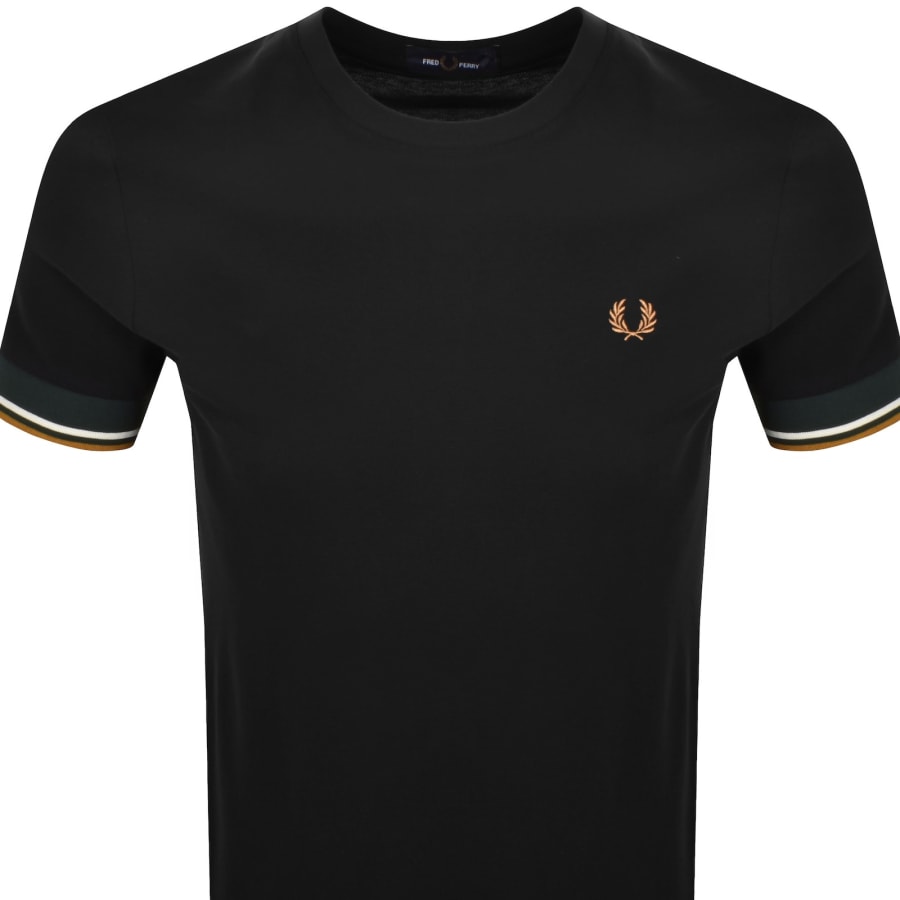 Image number 2 for Fred Perry Twin Tipped Cuff T Shirt Black