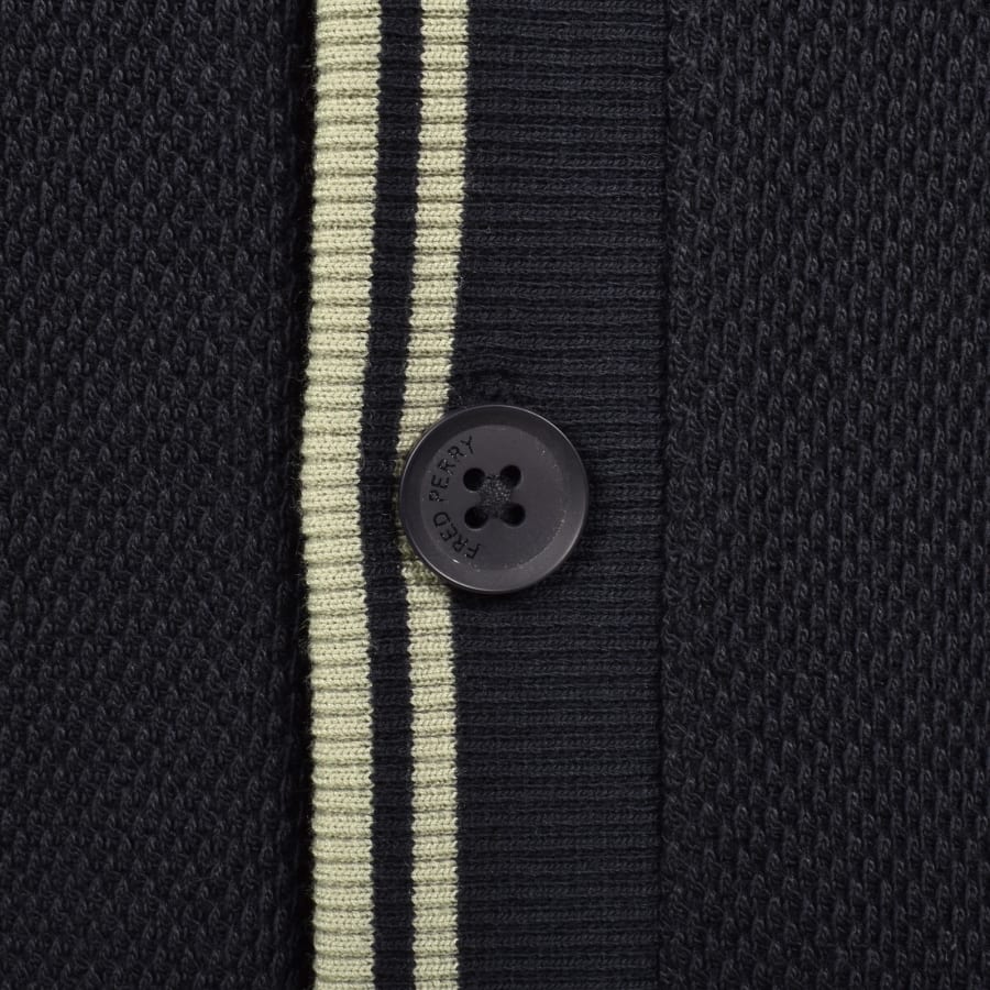 Image number 4 for Fred Perry Texture Knit Cardigan Navy