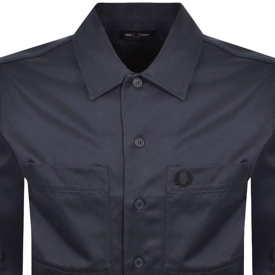 Image number 2 for Fred Perry Twill Overshirt Blue
