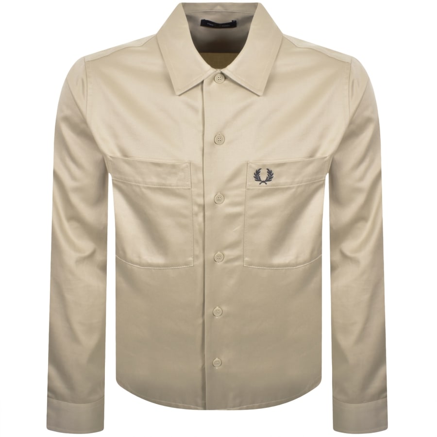 Image number 1 for Fred Perry Twill Overshirt Beige