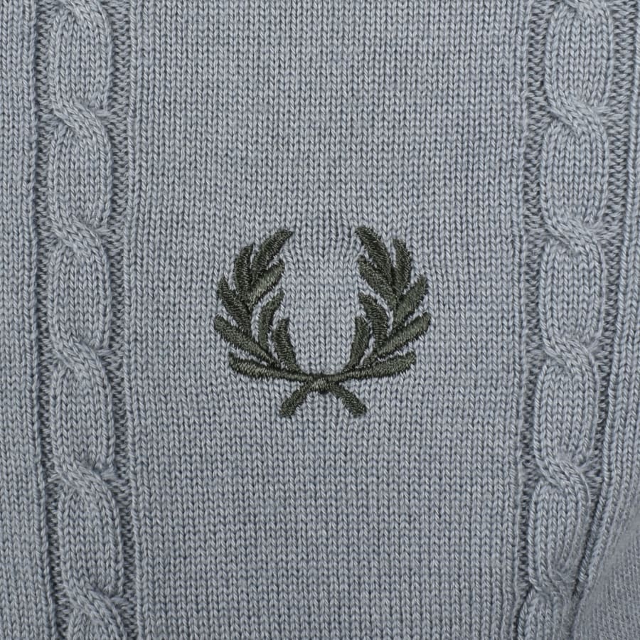 Image number 3 for Fred Perry Cable Knit Polo Shirt Blue