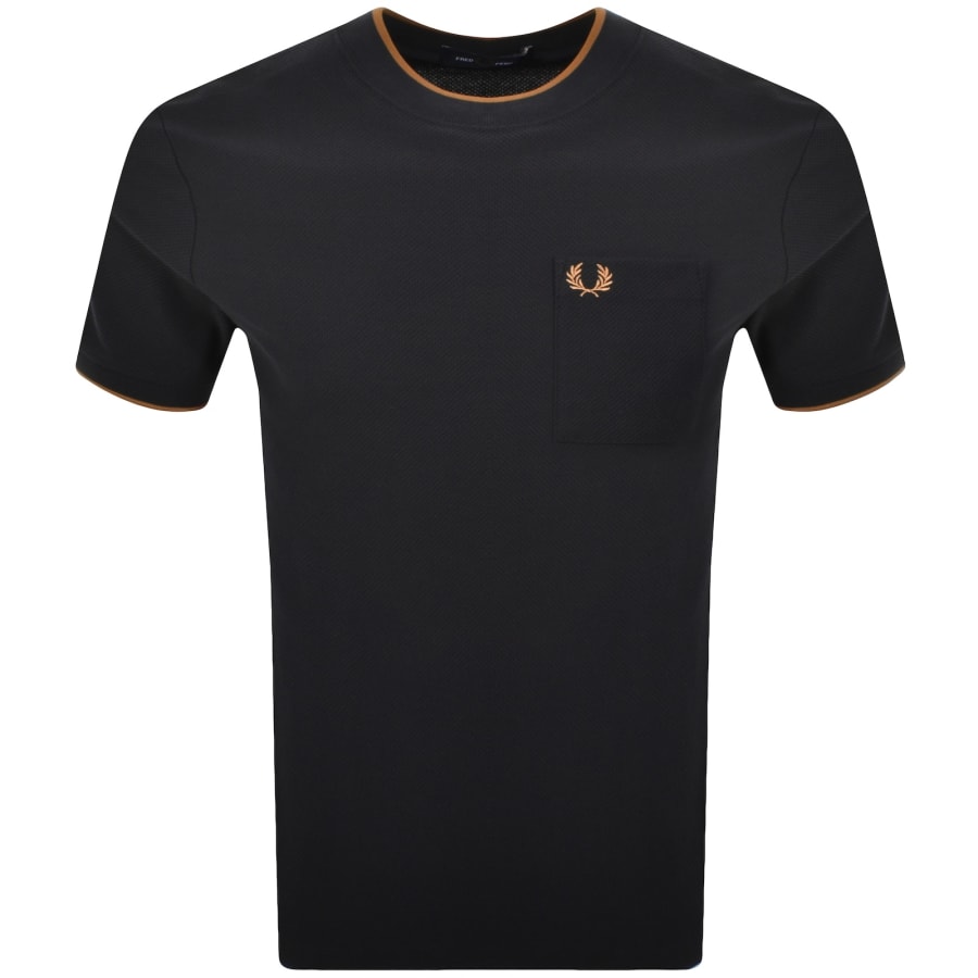 Image number 1 for Fred Perry Pocket Detail Pique T Shirt Black