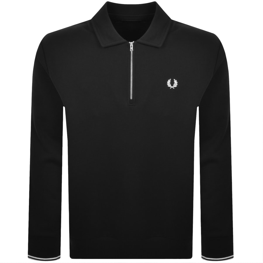 Image number 1 for Fred Perry Collared Sweatshirt Black