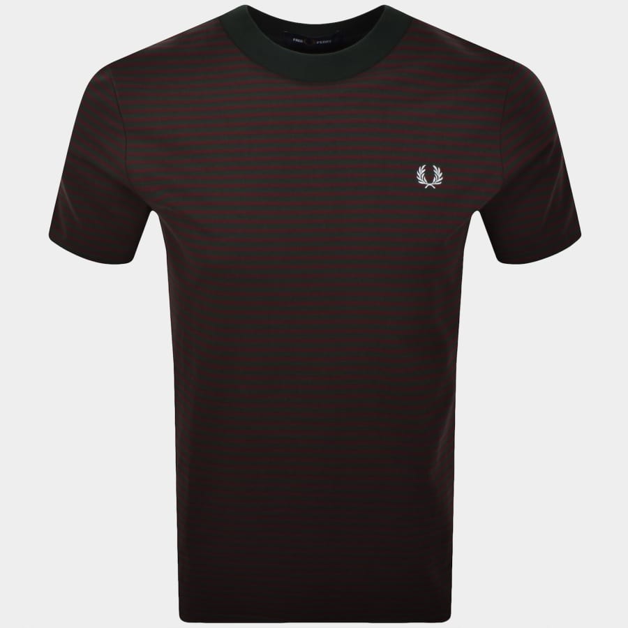 Image number 1 for Fred Perry Fine Stripe T Shirt Green