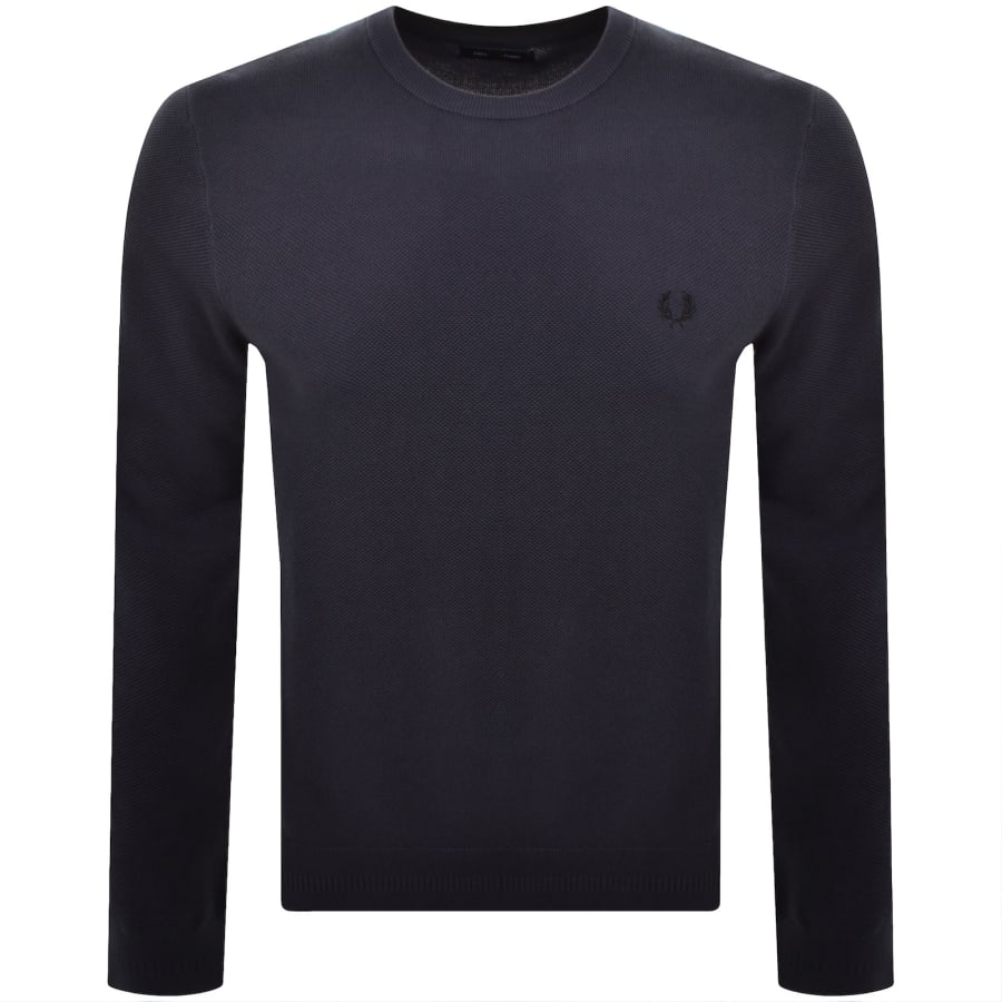 Image number 1 for Fred Perry Pique Stitch Jumper Navy