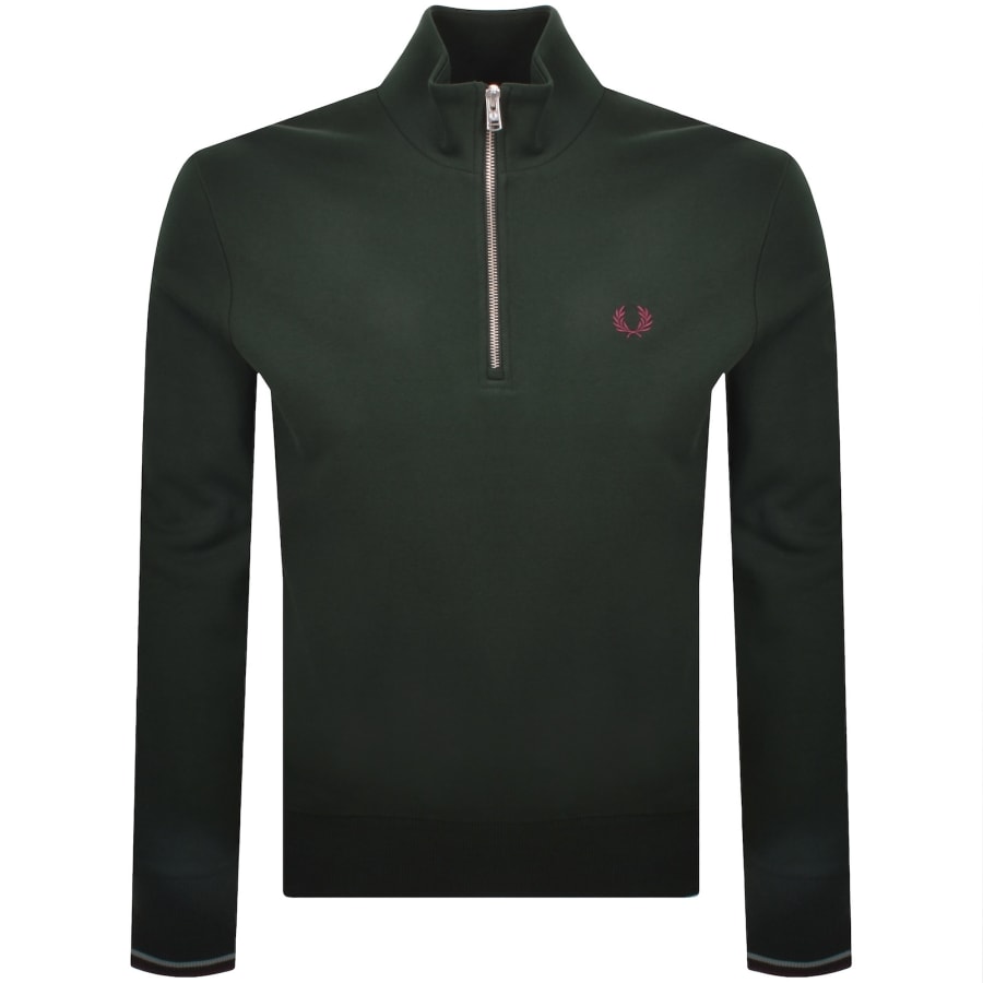 Image number 1 for Fred Perry Half Zip Sweatshirt Green