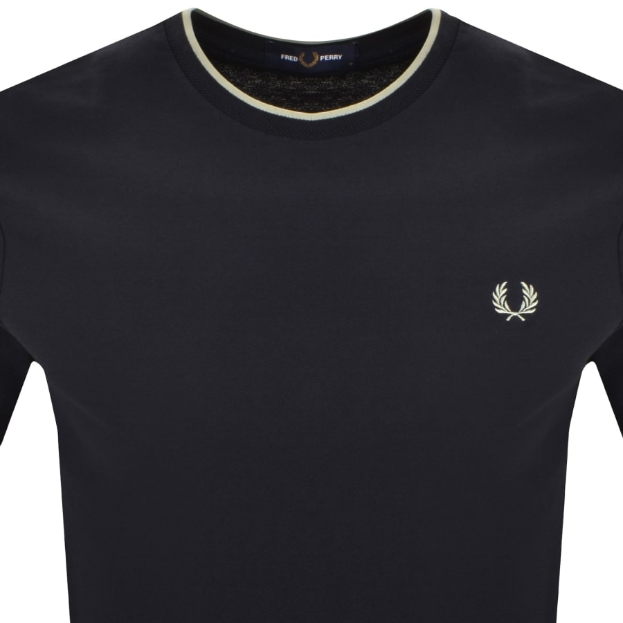Image number 2 for Fred Perry Crepe Pique T Shirt Navy