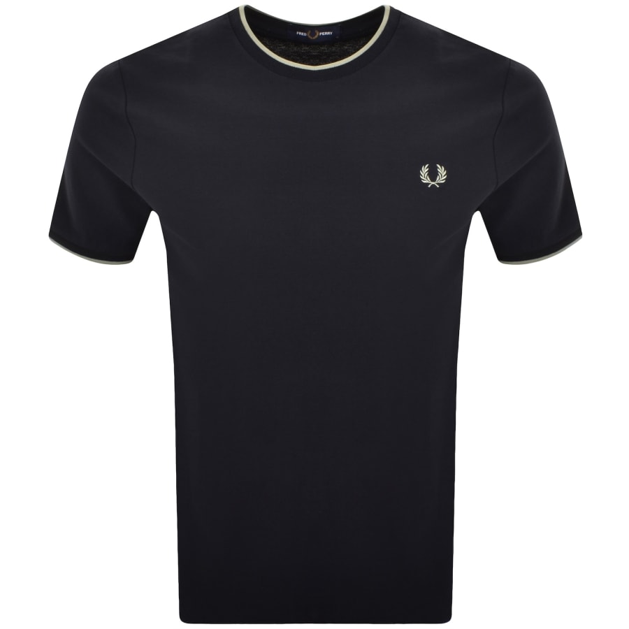 Image number 1 for Fred Perry Crepe Pique T Shirt Navy