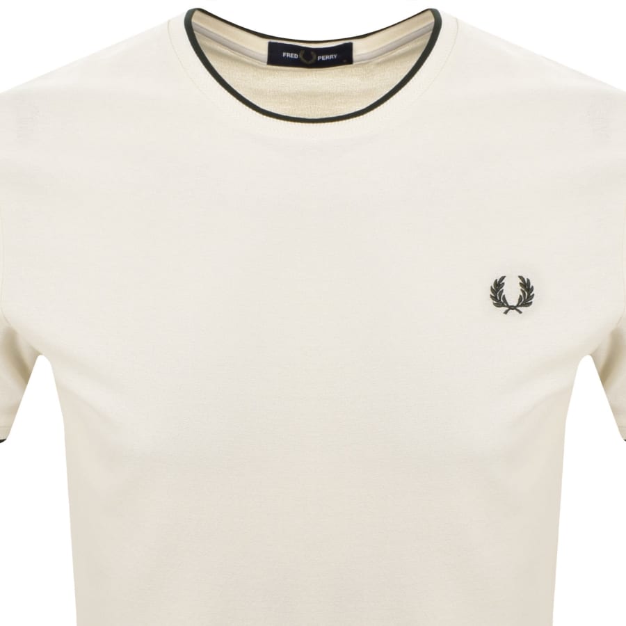 Image number 2 for Fred Perry Crepe Pique T Shirt Cream