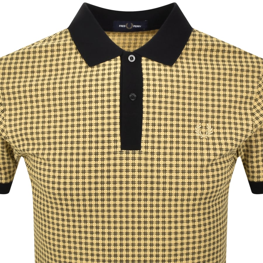 Image number 2 for Fred Perry Cross Print Polo Black And Yellow