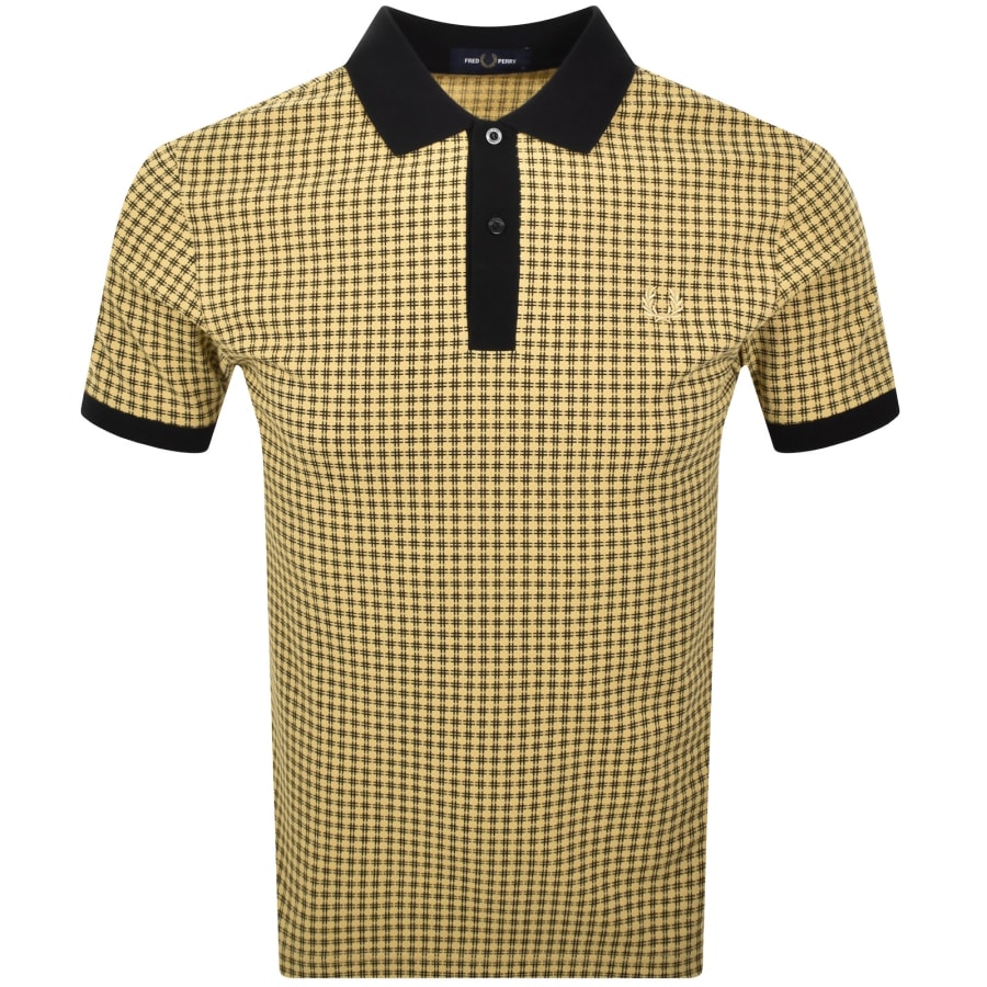 Image number 1 for Fred Perry Cross Print Polo Black And Yellow