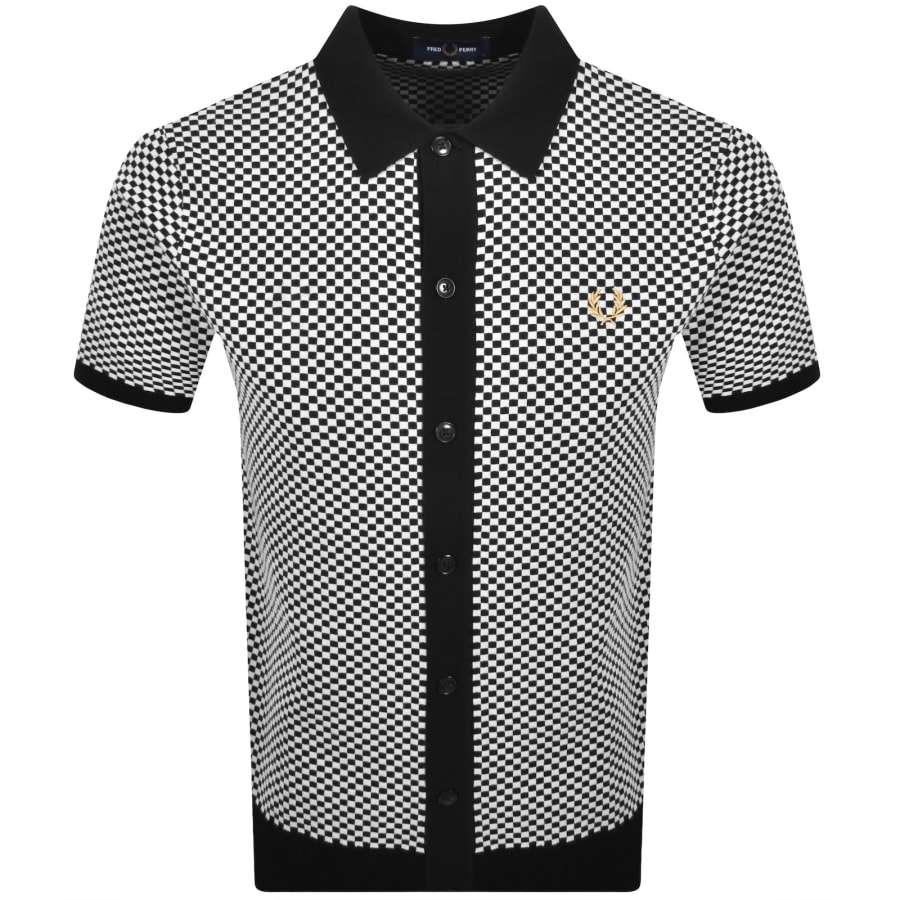 Image number 1 for Fred Perry Checkerboard Knit Shirt Black