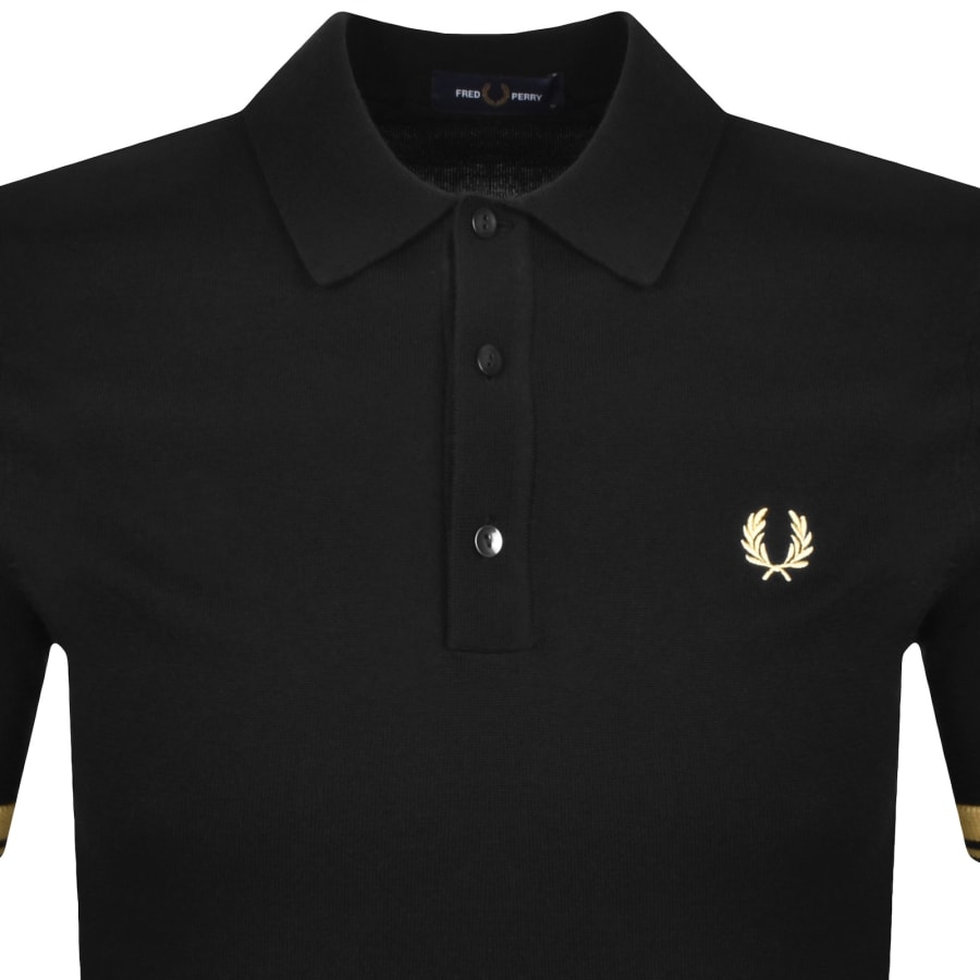 Image number 2 for Fred Perry Tipped Knit Polo T Shirt Black