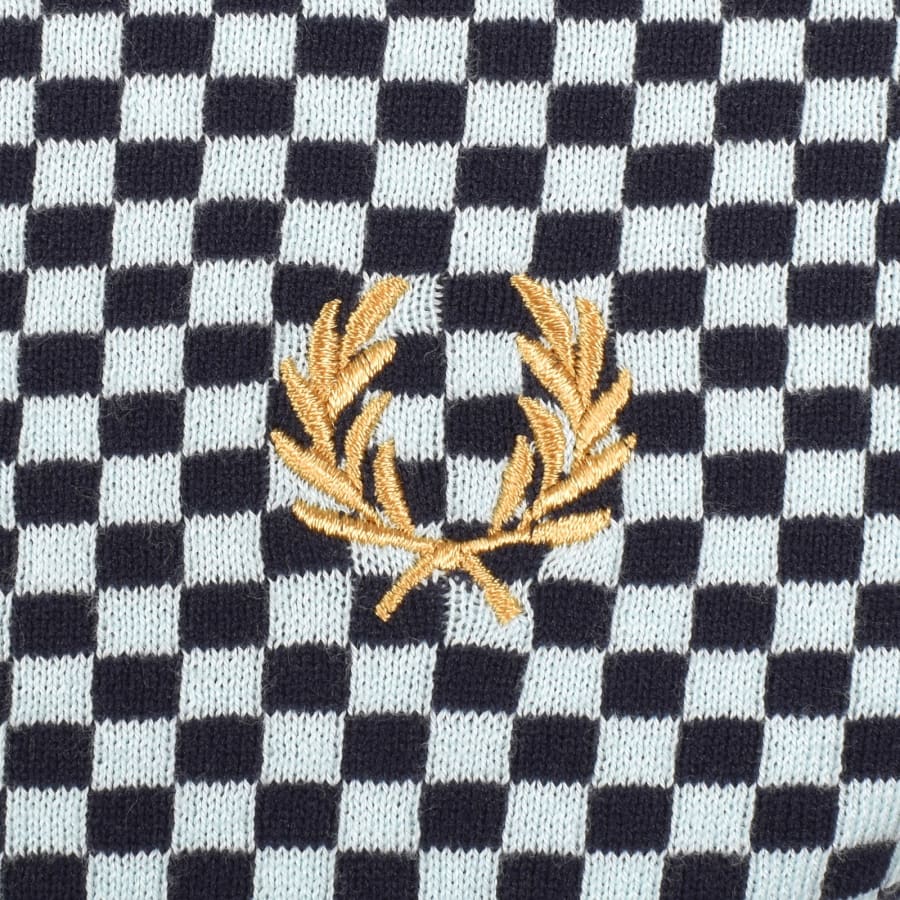 Image number 3 for Fred Perry Checkerboard Knit Polo Shirt Navy