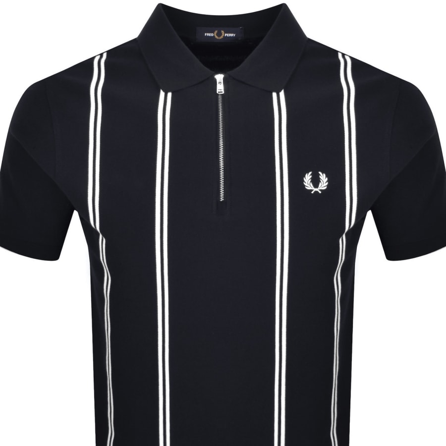 Image number 2 for Fred Perry Vertical Stripe Polo T Shirt Navy