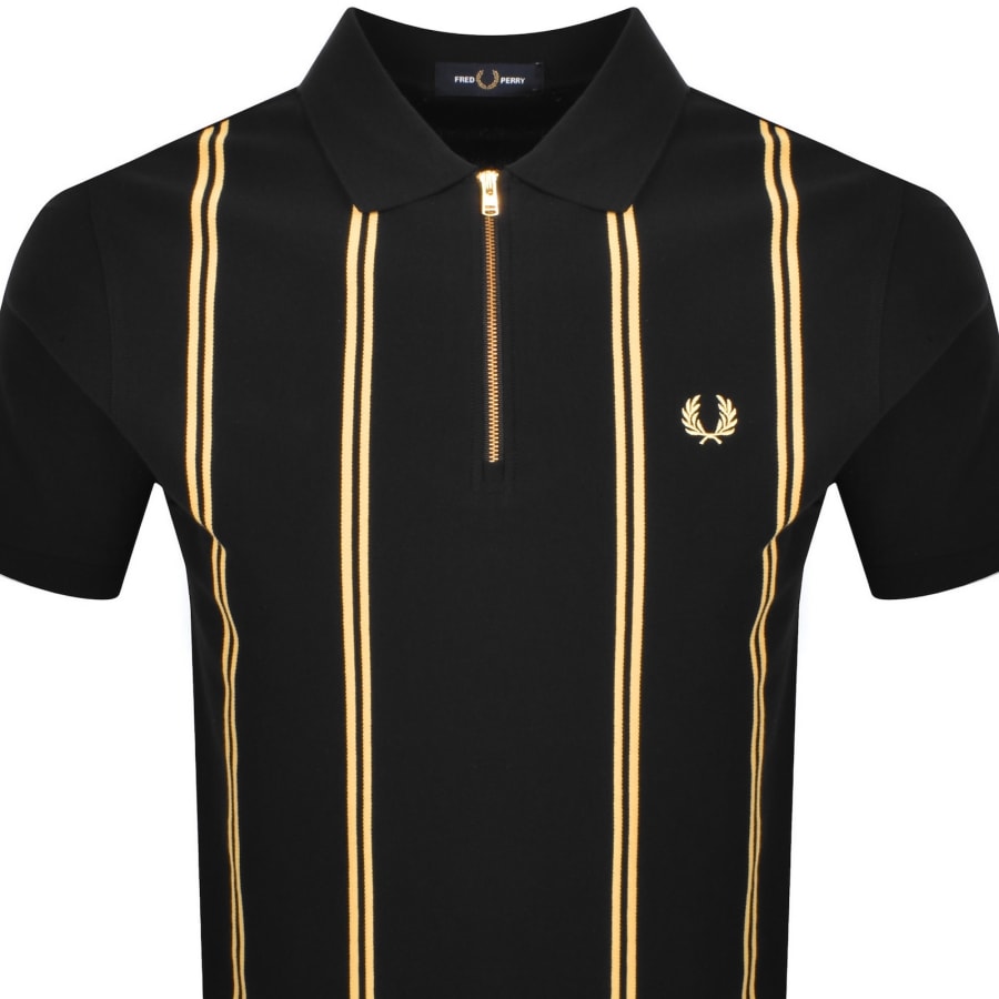 Image number 2 for Fred Perry Vertical Stripe Polo T Shirt Black