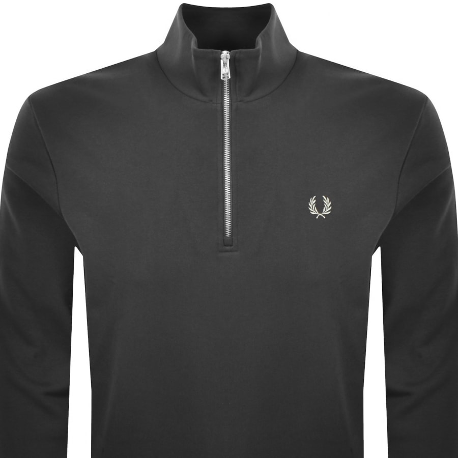 Image number 2 for Fred Perry Half Zip Sweatshirt Anchor Grey