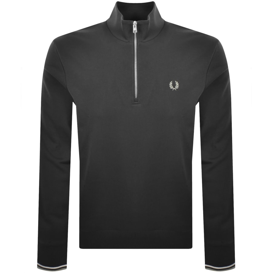 Image number 1 for Fred Perry Half Zip Sweatshirt Anchor Grey