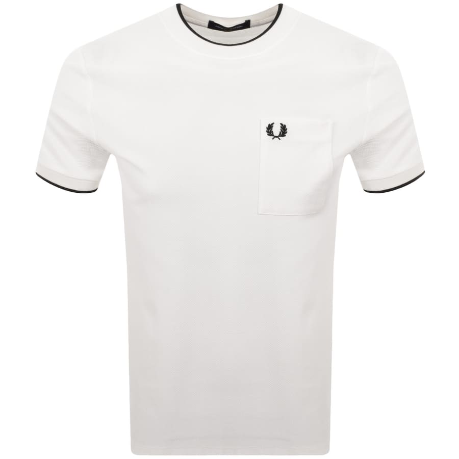 Image number 1 for Fred Perry Pocket Detail Pique T Shirt White