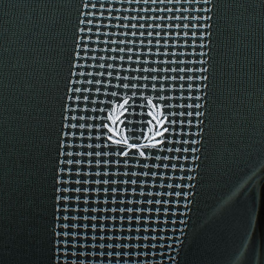 Image number 3 for Fred Perry Panel Detail Knit Polo Shirt Green