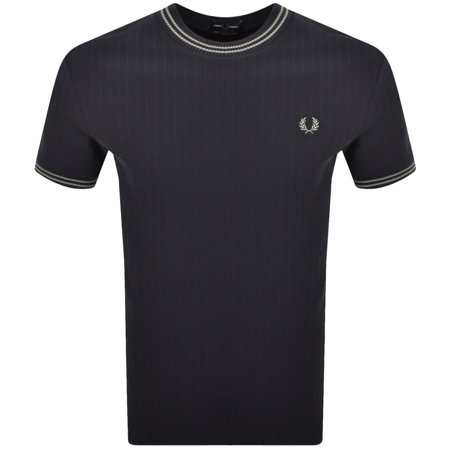 Image number 1 for Fred Perry Ribbed Jersey T Shirt Navy
