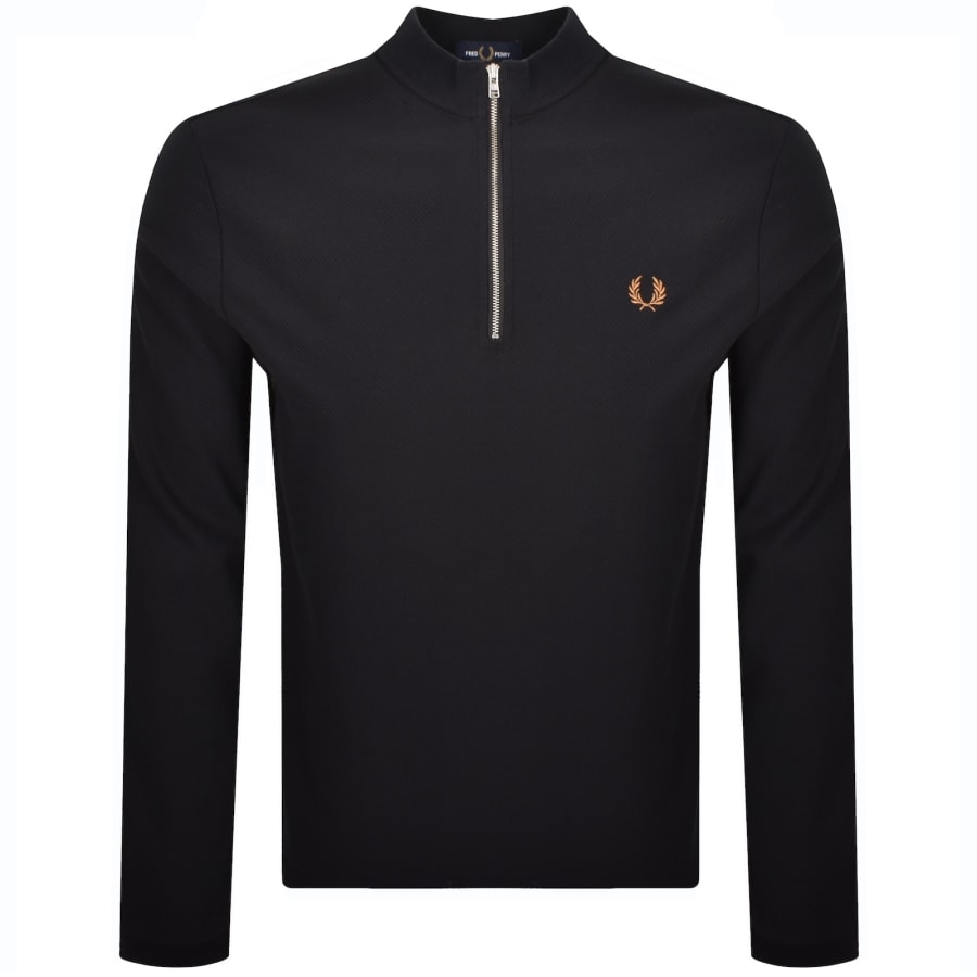 Image number 1 for Fred Perry Half Zip Long Sleeve Top Black