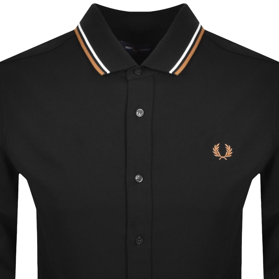 Image number 2 for Fred Perry Pique Polo Collar Shirt Black