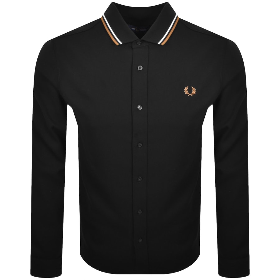 Image number 1 for Fred Perry Pique Polo Collar Shirt Black