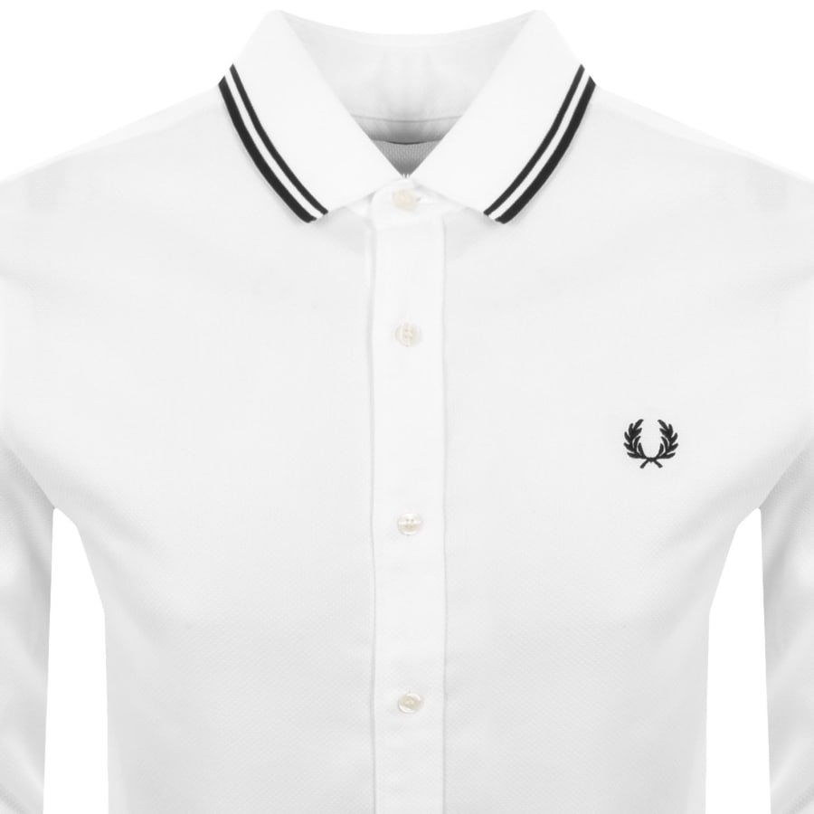 Image number 2 for Fred Perry Pique Polo Collar Shirt White