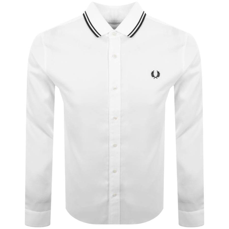 Image number 1 for Fred Perry Pique Polo Collar Shirt White