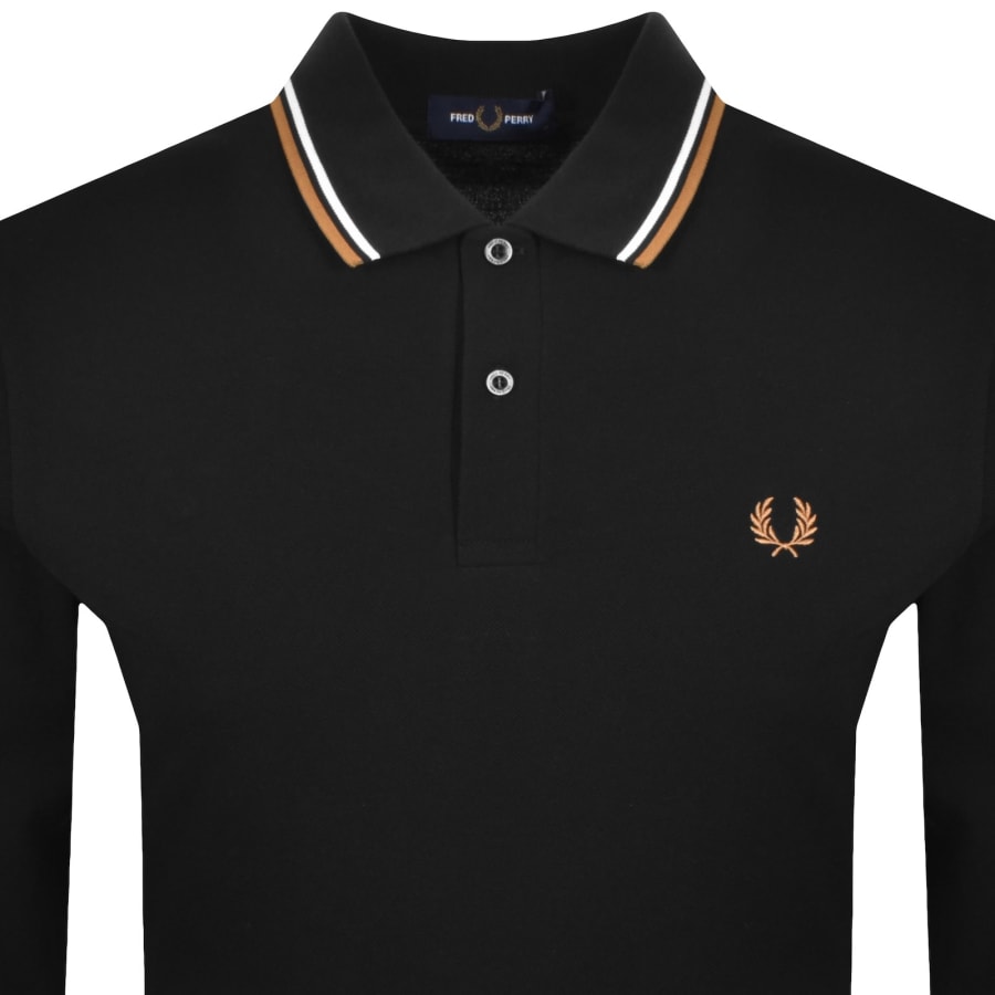 Image number 2 for Fred Perry Long Sleeved Polo T Shirt Black